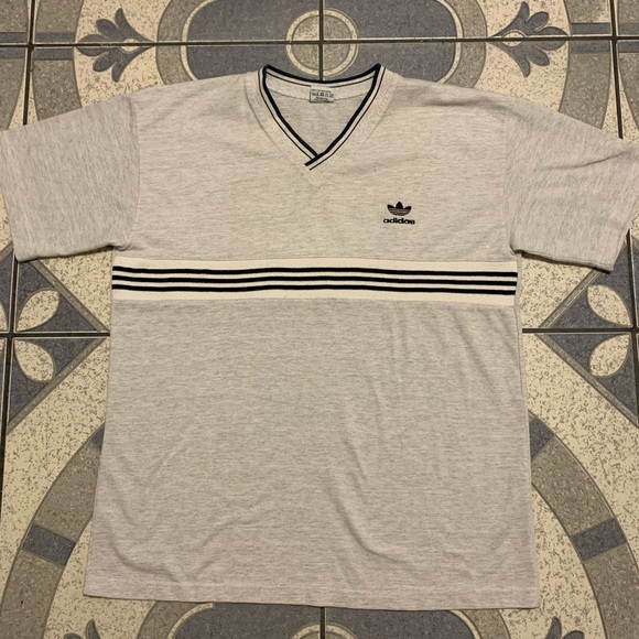 adidas Other - Vintage adidas Knitted V-Neck Embroidered Logo Tee